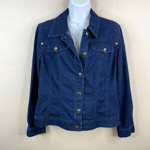 Linea Louis Dell'Olio Button Up Denim Jacket Size M Blue Jean Timeless Travel